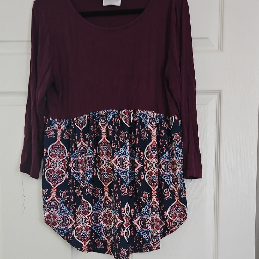 LDW Designs Plum and Patterned Tunic